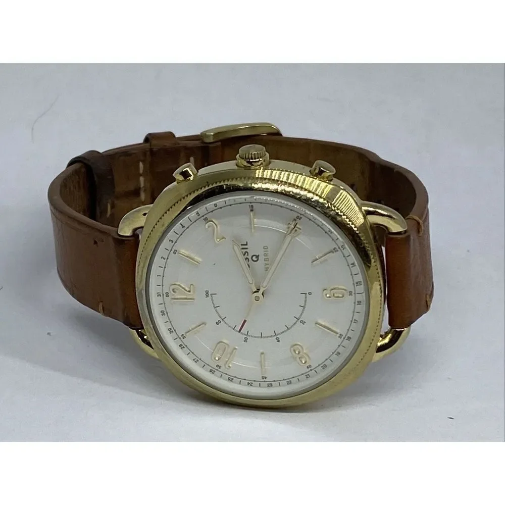 Fossil FTW1201 Women's Brown Leather Analog White Dial Hybrid Smartwatch XX726